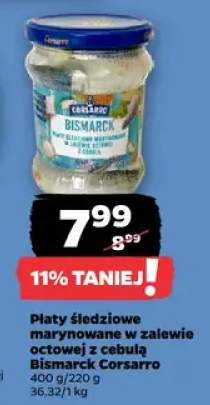Płaty śledziowe marynowane w zalewie octowej z cebulą Bismarck Corsarro