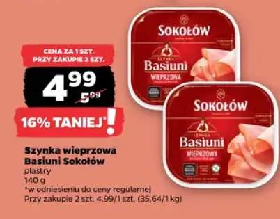 Szynka wieprzowa Basiuni Sokołów plastry