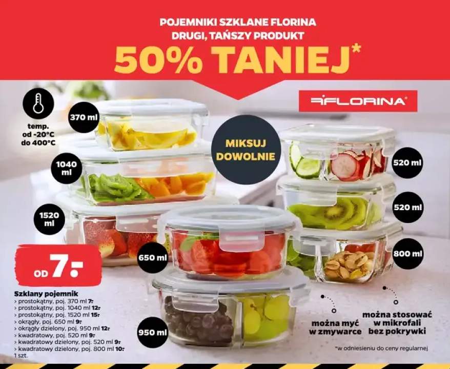 Szklany pojemnik Florina prostokątny