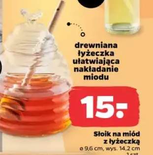 Słoik na miód z łyżeczką ø9,6cm wys.14,2cm
