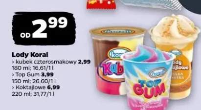 Lody Koral koktajlowe