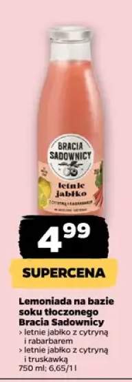 Lemoniada na bazie soku tłoczonego letnie jabłko z cytryną i rabarbarem Bracia Sadownicy