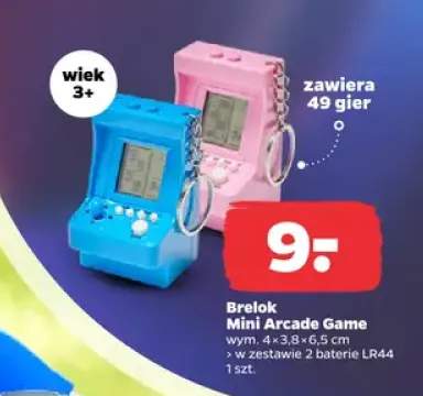 Brelok Mini Arcade Game 4x3,8x6,5cm z bateriami LR44