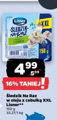 Śledzik Na Raz w oleju z cebulką XXL Lisner