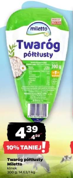 Twaróg półtłusty Miletto klinek