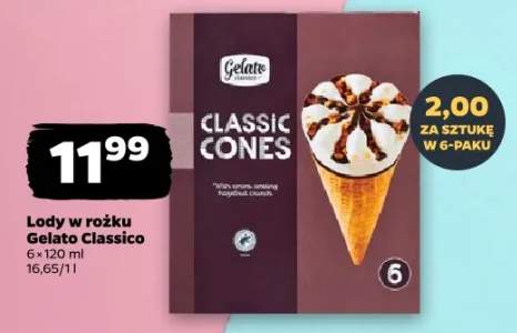 Lody w rożku Gelato Classico 6-pak 120ml