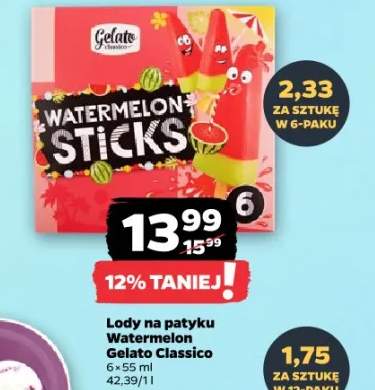 Lody na patyku Watermelon Gelato Classico 6-pak 55ml