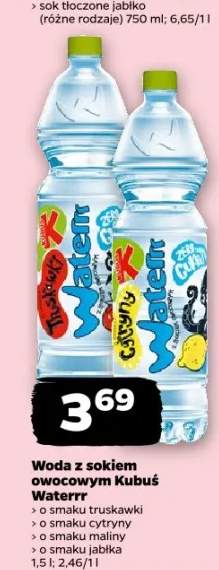 Woda z sokiem owocowym Kubuś Waterrr o smaku maliny