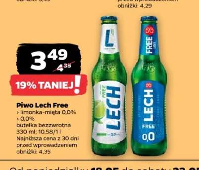 Piwo bezalkoholowe Lech Free limonka-mięta 0,0% butelka bezzwrotna