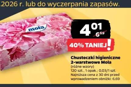 Chusteczki higieniczne 2-warstwowe Mola