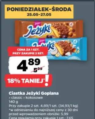 Ciastka Jeżyki Goplana kokosowe
