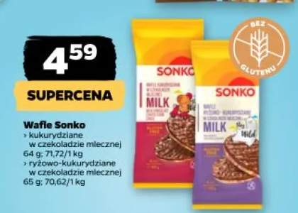 Wafle kukurydziane w czekoladzie mlecznej Sonko