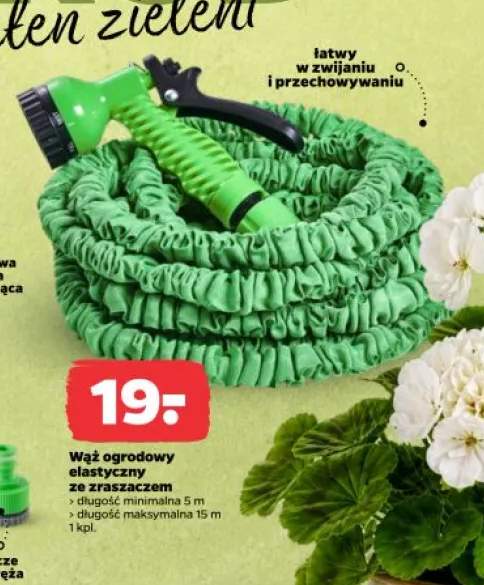 Wąż ogrodowy elastyczny ze zraszaczem 5-15m