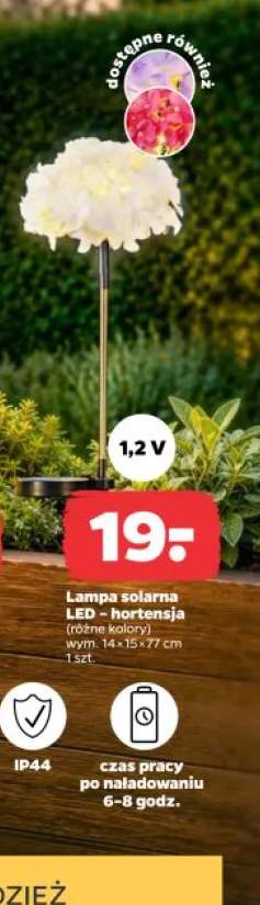 Lampa solarna LED hortensja IP44 1,2V wym. 14x15x77cm