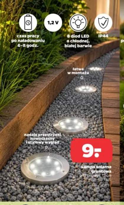 Lampa solarna gruntowa 12cm wys. 13cm