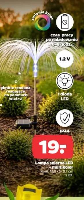 Lampa solarna LED multikolor wym. 13,5x5x9,7cm
