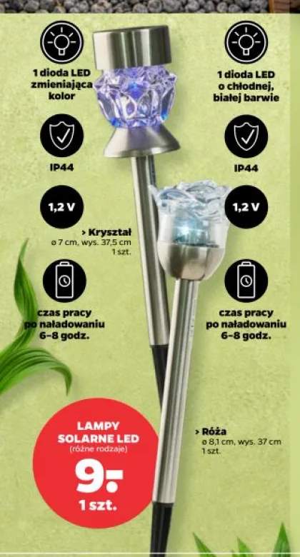 Lampa solarna LED Róża 8,1cm wys. 37cm