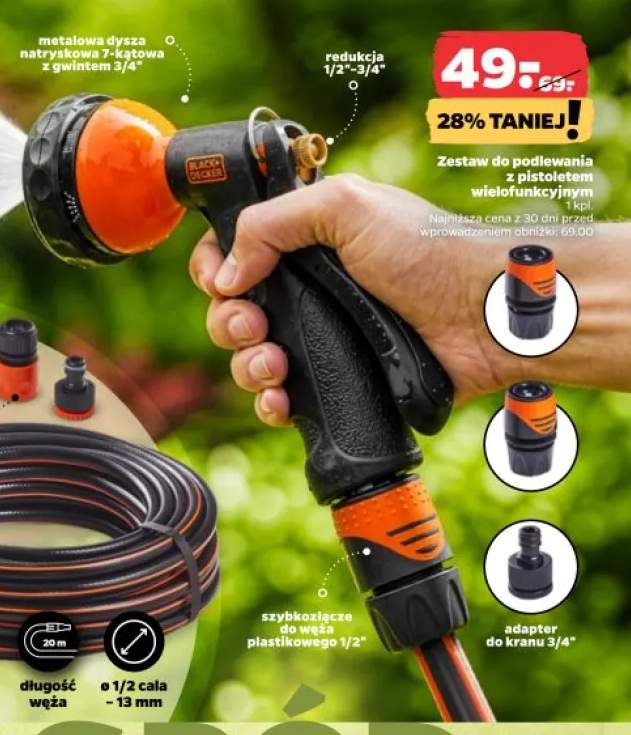 Zestaw do podlewania z pistoletem wielofunkcyjnym BLACK+DECKER