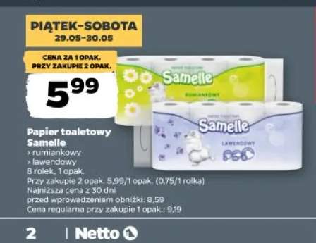 Papier toaletowy Samelle rumiankowy
