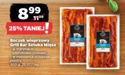 Boczek wieprzowy w marynacie paprykowo-ziołowej Grill Bar Sztuka Mięsa plastry