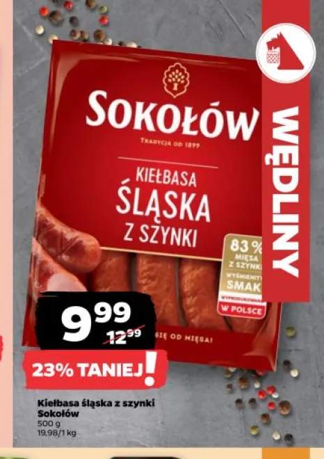 Kiełbasa śląska z szynki Sokołów