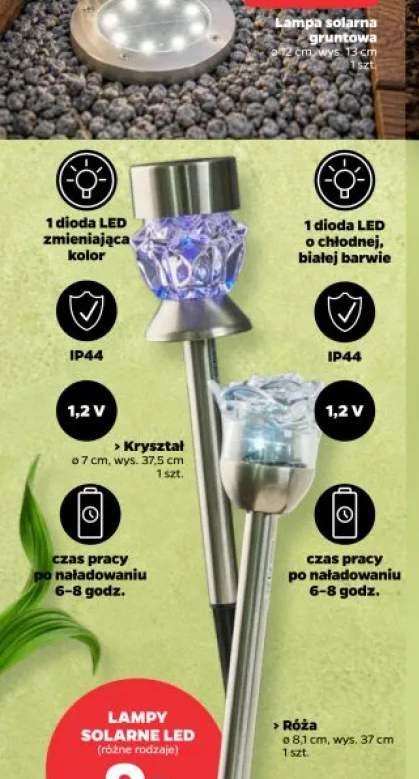 Lampa solarna LED Kryształ 7cm wys. 37,5cm