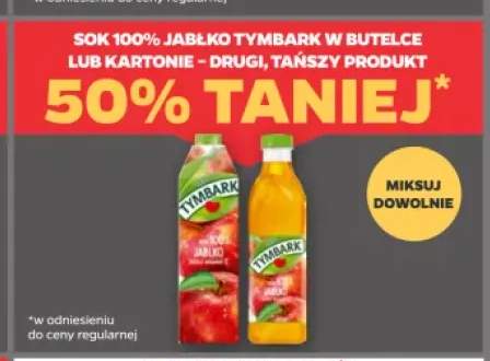 Sok 100% jabłko Tymbark w kartonie
