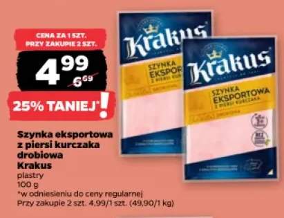 Szynka eksportowa z piersi kurczaka drobiowa Krakus plastry