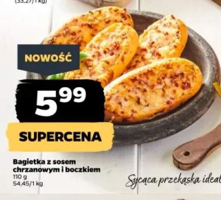 Bagietka z sosem chrzanowym i boczkiem