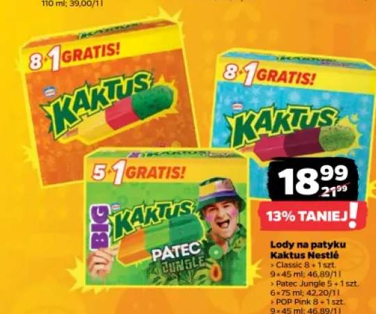 Lody na patyku Kaktus Classic Nestlé 9-pak 45ml