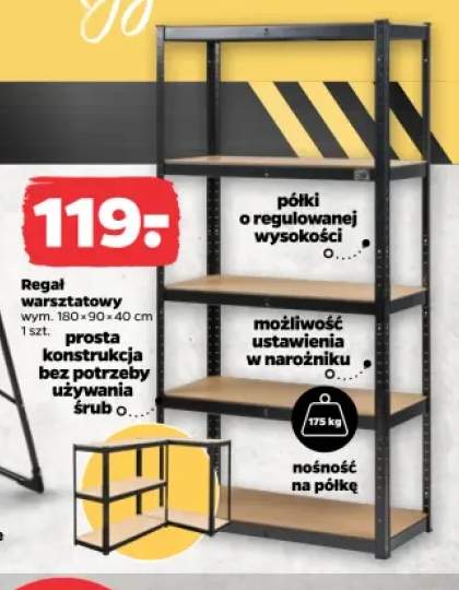 Regał warsztatowy TECHLINER wym. 180x90x40cm nośność na półkę 175kg