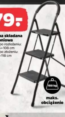 Drabina składana 3-stopniowa TECHLINER wym. po rozłożeniu: 44x65x108cm wym. po złożeniu: 44x8x118cm maks. obciążenie 150kg