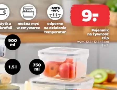 Pojemnik na żywność Clip wym. 12,5x12,5x8cm 750ml
