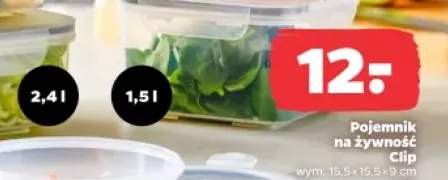 Pojemnik na żywność Clip wym. 15,5x15,5x9cm 1,5l
