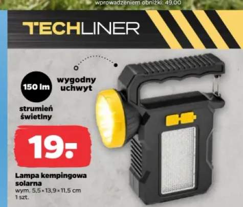 Lampa kempingowa solarna TECHLINER wym. 5,5x13,9x11,5cm