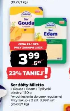 Ser żółty Gouda plastry Miletto