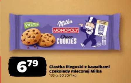 Ciastka Pieguski z kawałkami czekolady mlecznej Milka