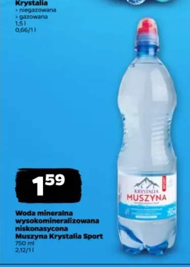 Woda mineralna wysokozmineralizowana niskonasycona Muszyna Krystalia Sport