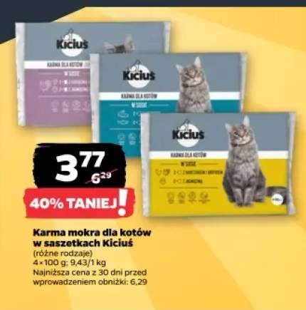 Karma mokra dla kotów w saszetkach Kiciuś w sosie z łososiem i pstrągiem