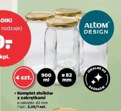 Komplet słoików z zakrętkami Altom Design 4-pak 900 ml