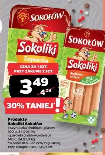 Parówki drobiowo-cielęce Sokoliki Sokołów