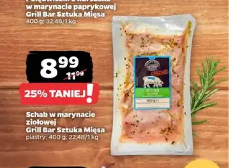 Schab w marynacie ziołowej Grill Bar Sztuka Mięsa plastry