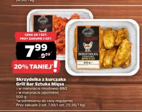 Skrzydełka z kurczaka w marynacie miodowej-BBQ Grill Bar Sztuka Mięsa +1 wariant