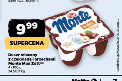 Deser mleczny z czekoladą i orzechami Monte Max Zott 4-pak