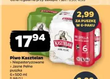 Piwo Kasztelan Niepasteryzowane 6-pak 500 ml +1 wariant