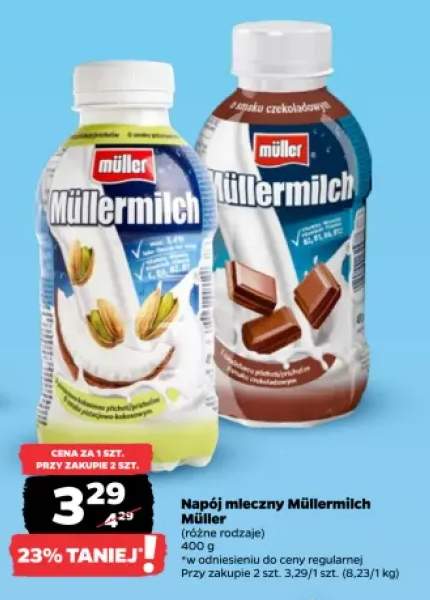 Napój mleczny Müller Müllermilch o smaku pistacjowo-kokosowym +1 wariant