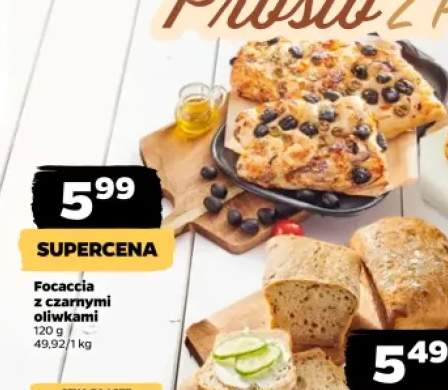 Focaccia z czarnymi oliwkami