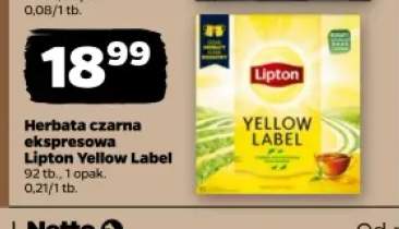 Herbata czarna ekspresowa Lipton Yellow Label