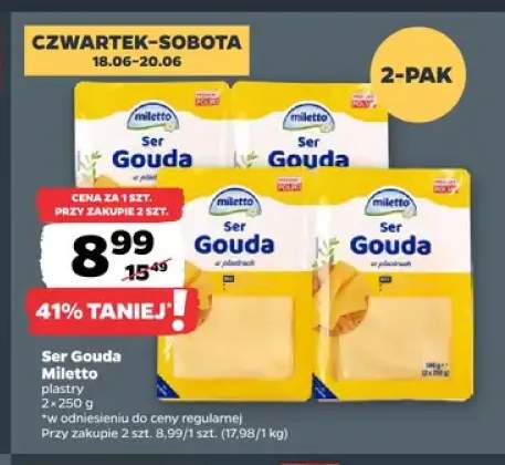 Ser Gouda Miletto plastry 2-pak