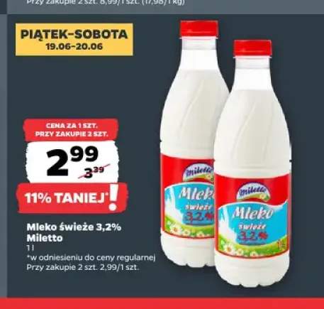 Mleko świeże 3,2% Miletto